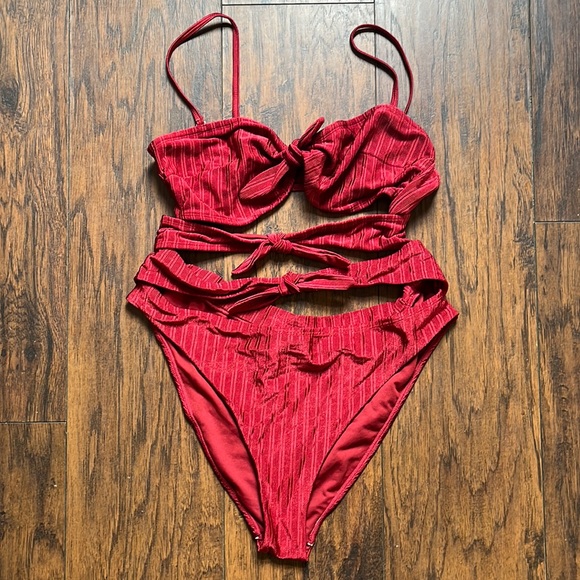River Island Swim River Island Dark Red Cut Out One Piece Bathing Suit Poshmark